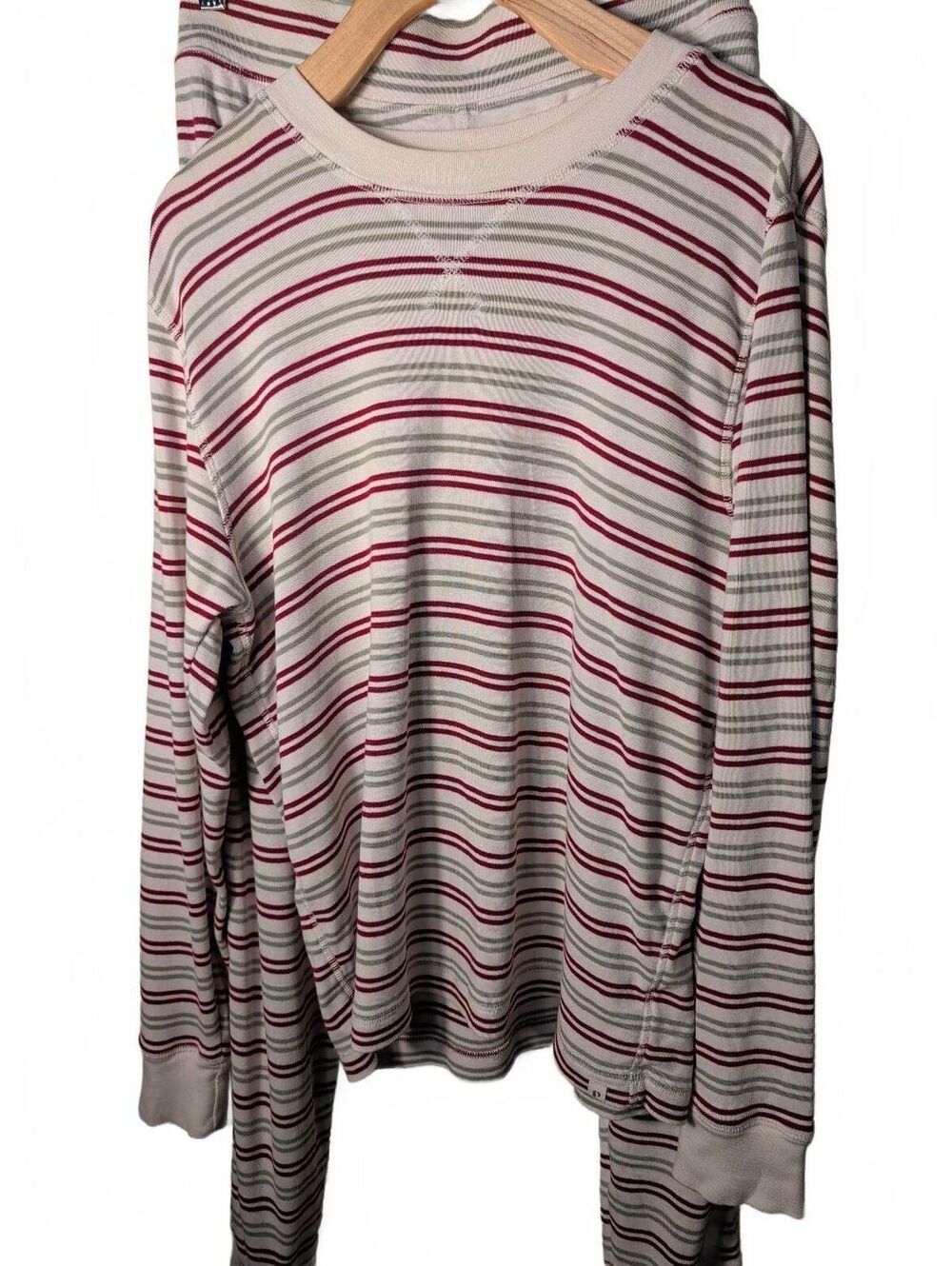 Pact Striped Thermal Pajama Set Women's Size Small Organic Cotton Granola Girl